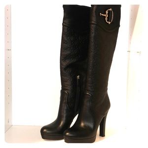 Gucci soft leather GG print Tall Knee Boot